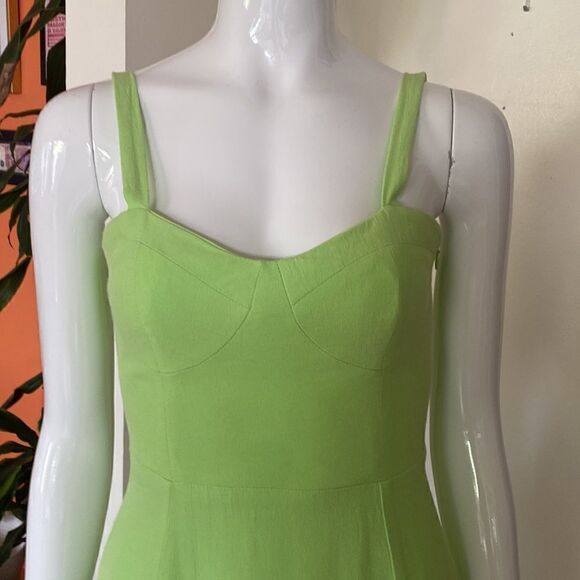 ZARA Bustier Mini Neon Chartreuse Green Dress Size Small - Picture 5 of 14